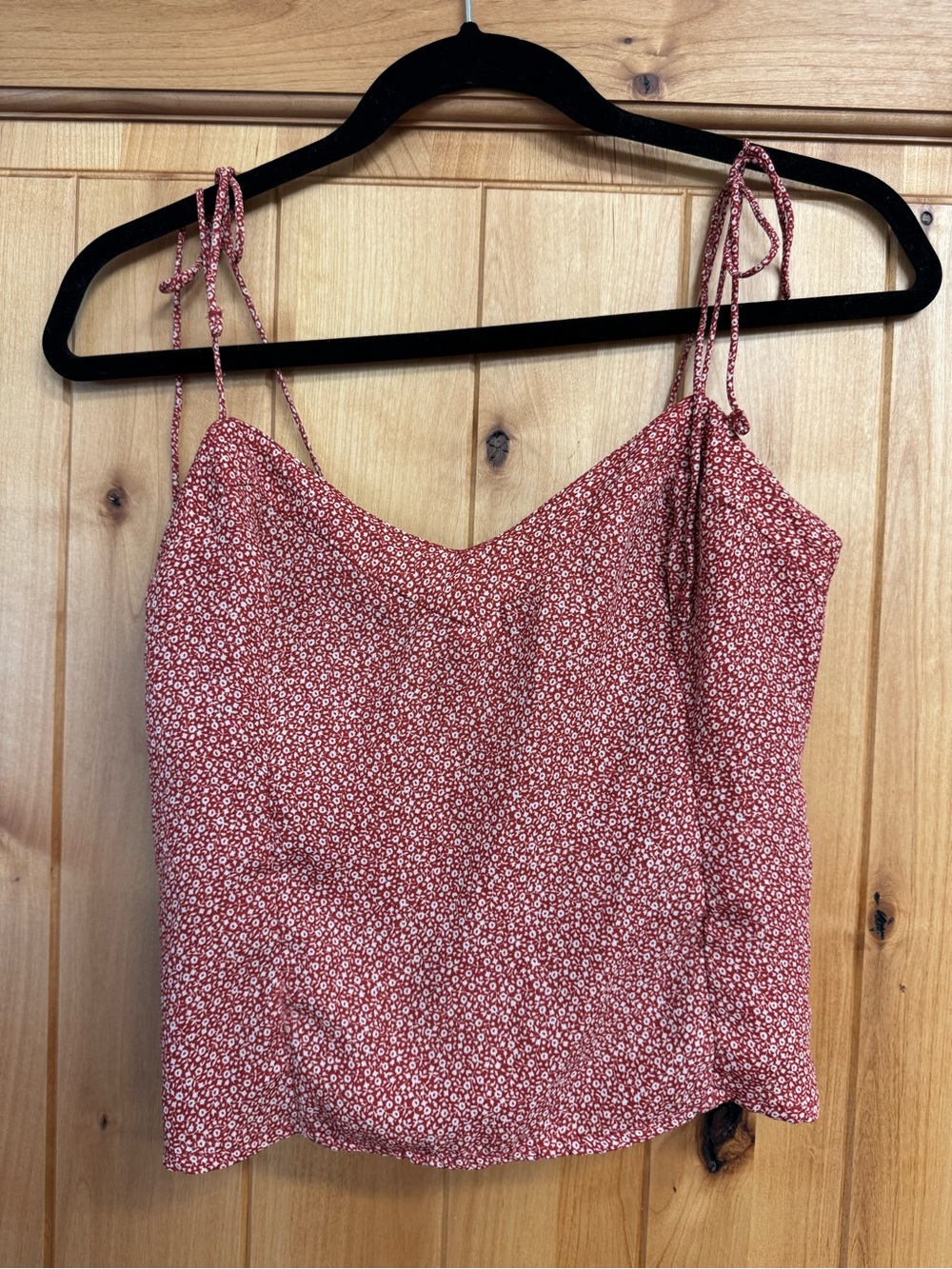 A&F Red Floral Tie-Strap Cami Top